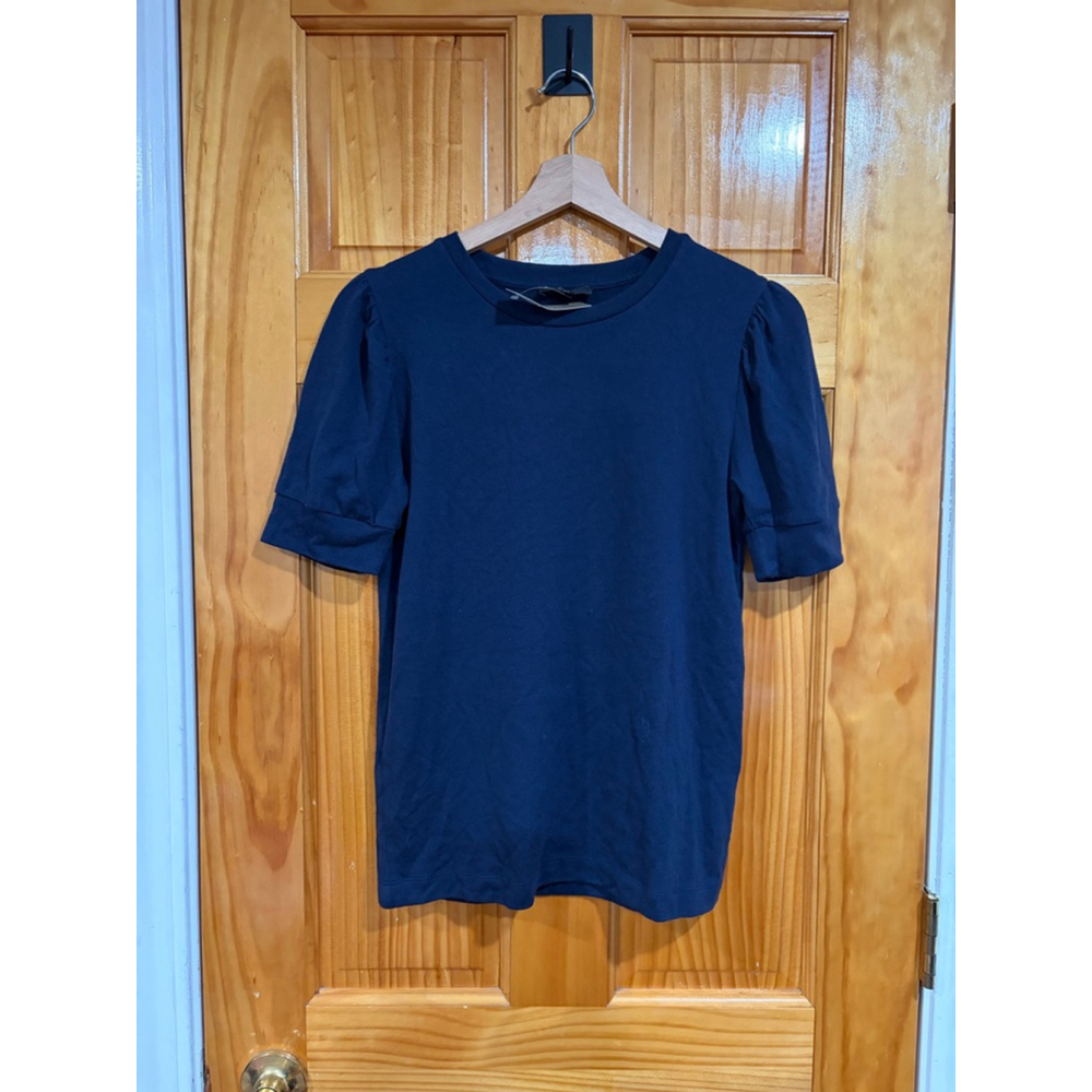 New J.Crew Navy Puff Sleeve Short Sleeve Knit Top Women’s XS Lyocell Blend